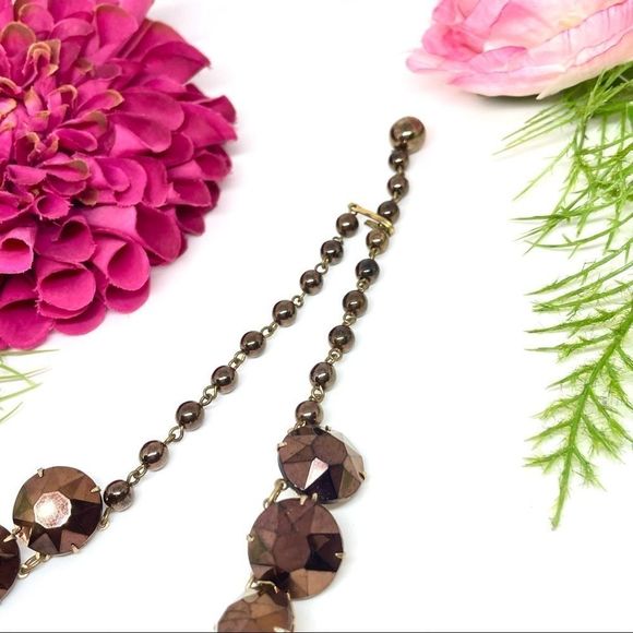 VINTAGE⚜️RETRO Chocolate Crystal Golden Link Necklace - Picture 5 of 9